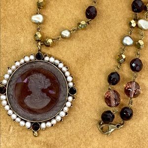 EXTASIA JEWELRY vintage glass intaglio necklace